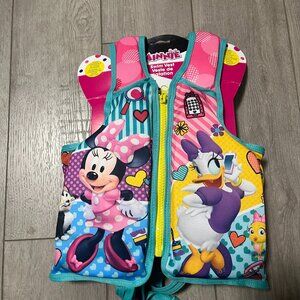 Disney Minnie Mouse Kids Life Jacket Swim Vest Jacket Pool Float 40-55lb M/L